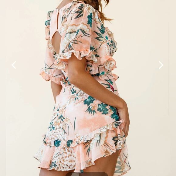 Saints + Secrets Selfie Leslie Orange Flutter Sleeve Dress | Size Small - Picture 3 of 12